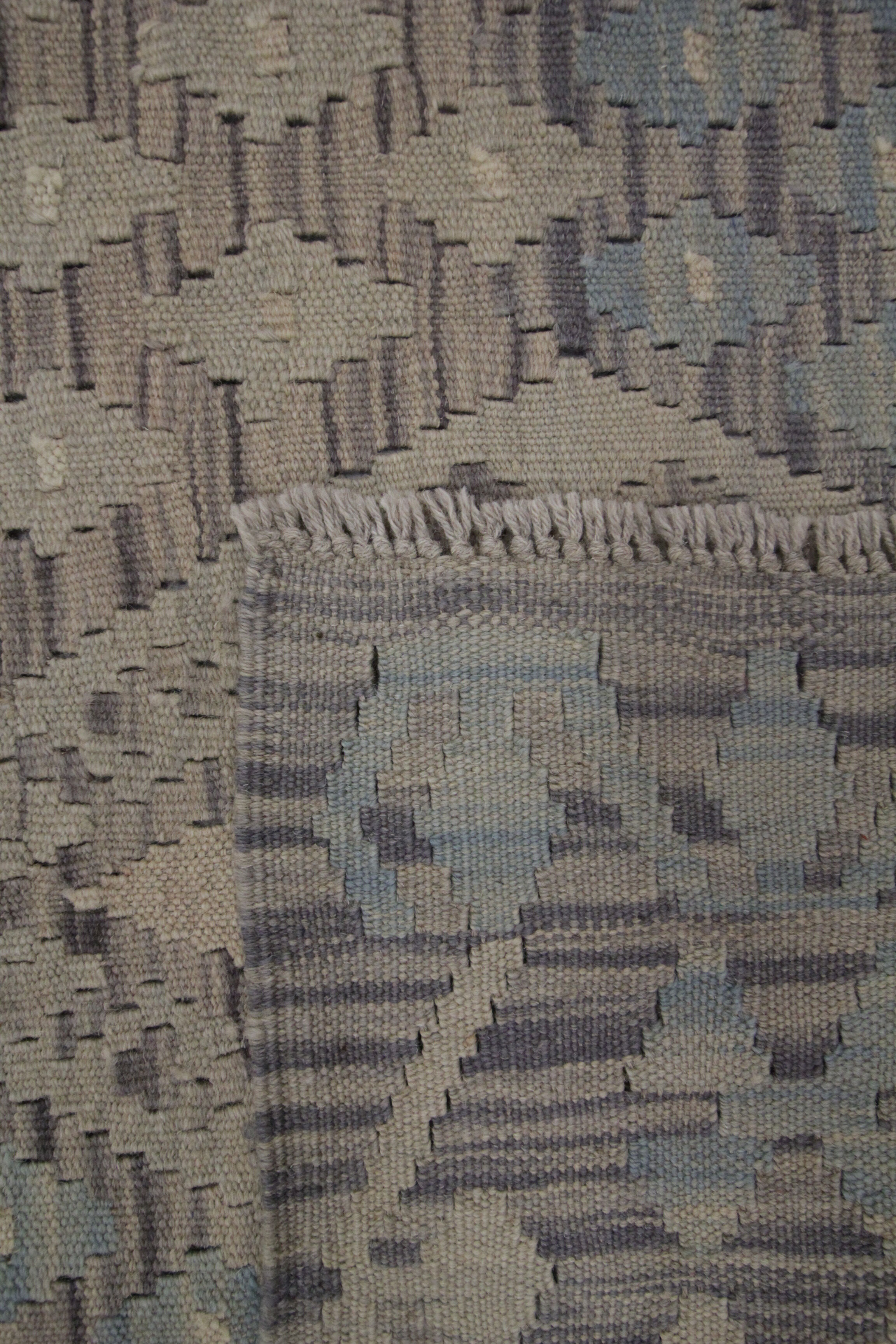 Blue Grey Traditional Handwoven Afghan Kilim Rug 124x182cm