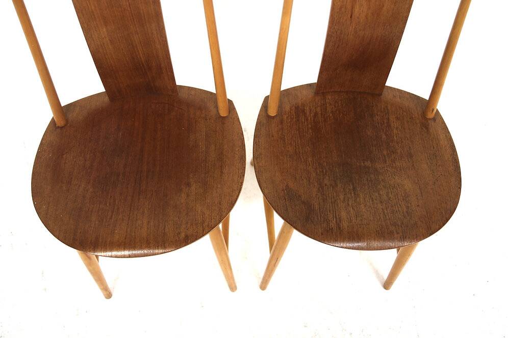 Set de 2 chaises en teck, Jan Hallberg, Edsbyverken, Suède, 1960