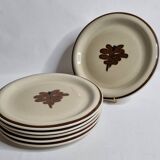 Set of 6 vintage plates in enameled stoneware with abstract decor "Thomas Germany", 26 cm