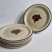 Ensemble de 6 assiettes vintage en grès émaillé décor abstrait "Thomas Germany", 26 cm
