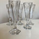 Set of 5 crystal flutes cut with cut sides 1960