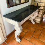 Empire style console table in wood and marble