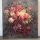 Large bouquet of roses, oil on wood panel, signed