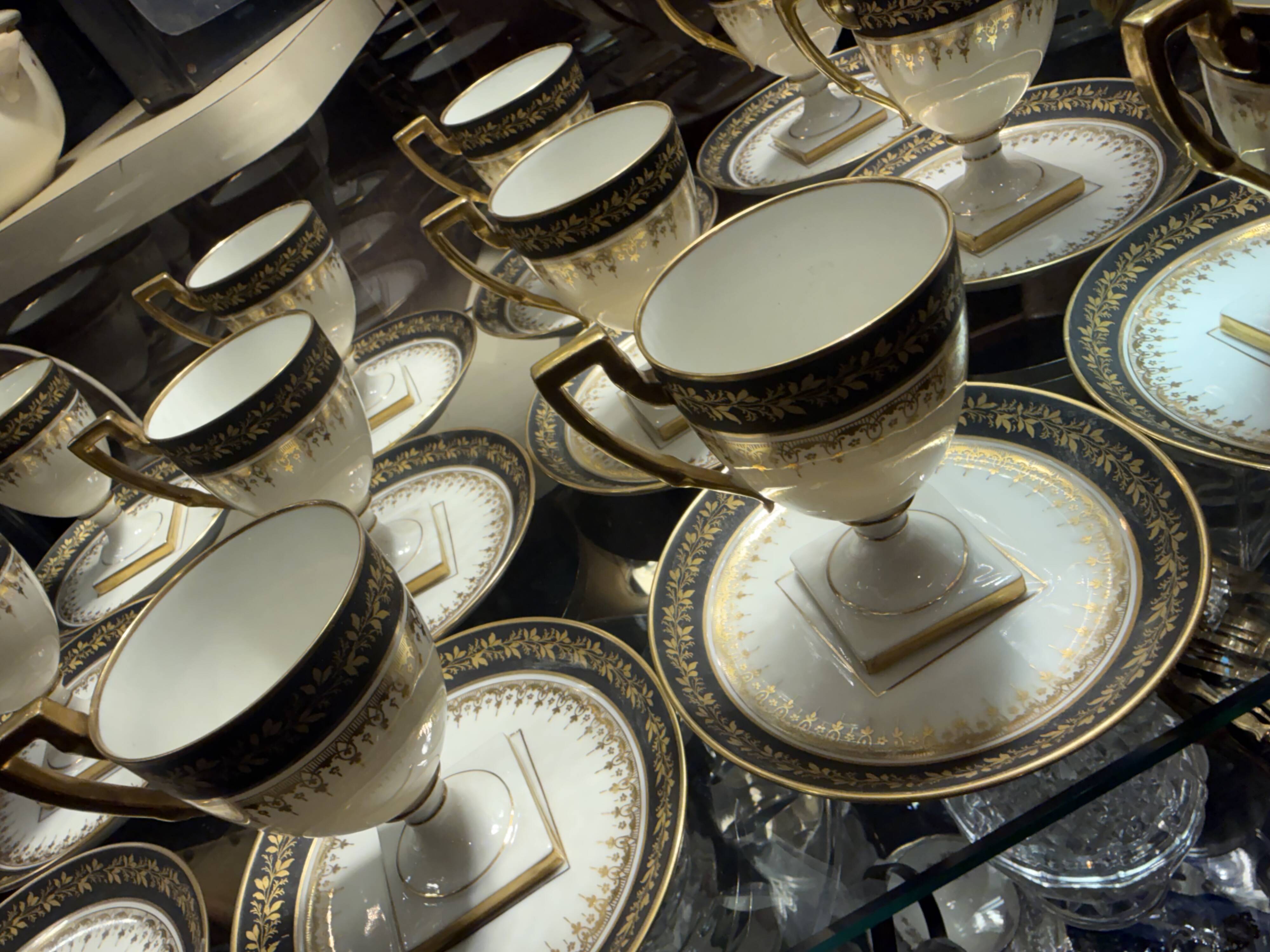 Coffee service for 12 cups Empire, Limoges porcelain, brand "A.F.", circa