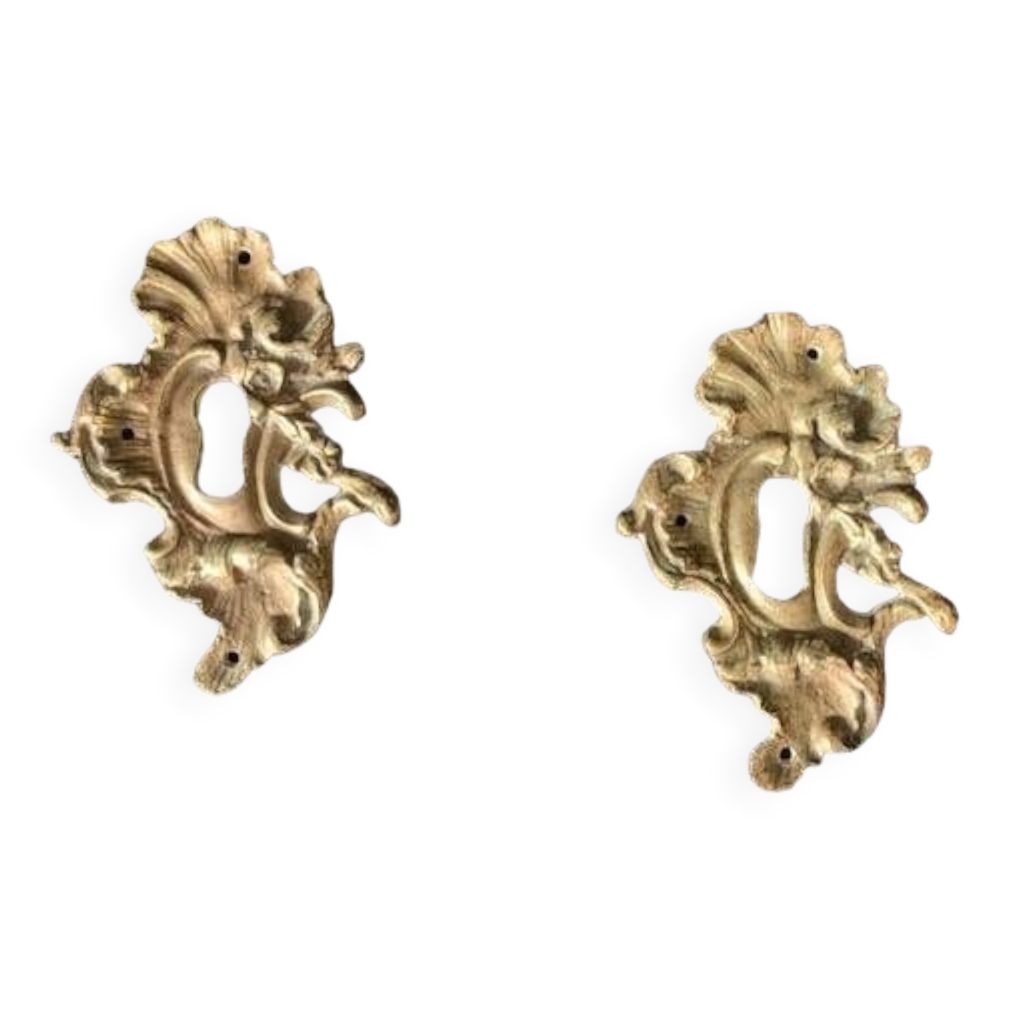 Pair of rocaille bronze keyholes from the 19th century
