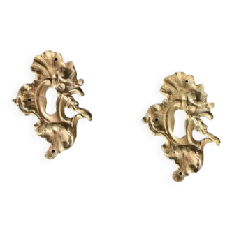 Pair of rocaille bronze keyholes from the 19th century