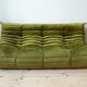 3-seater Togo green velvet sofa designed by Michel Ducaroy 1973