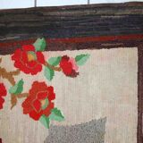Old American Carpet Hooked handmade 78cm x 138cm 1920s, 1C705