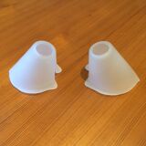 Pair white frosted glass blind