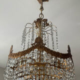 Lustre cascade en bronze et pampilles de cristal