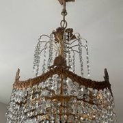 Cascade chandelier in bronze and crystal pendants