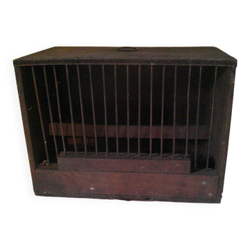 Antique small wooden bird transport cage