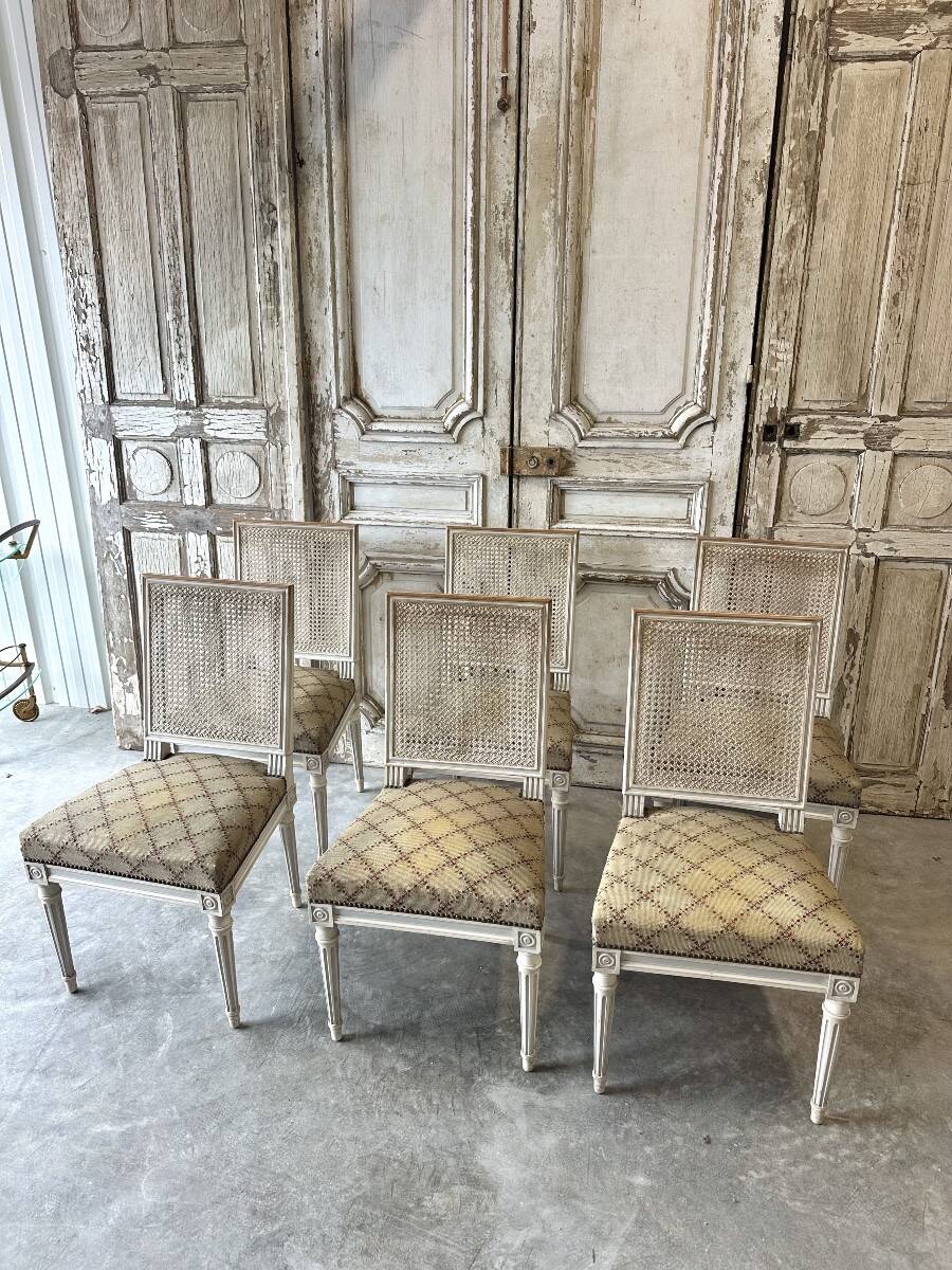 Set of 6 lacquered Louis XVI chairs circa 1950