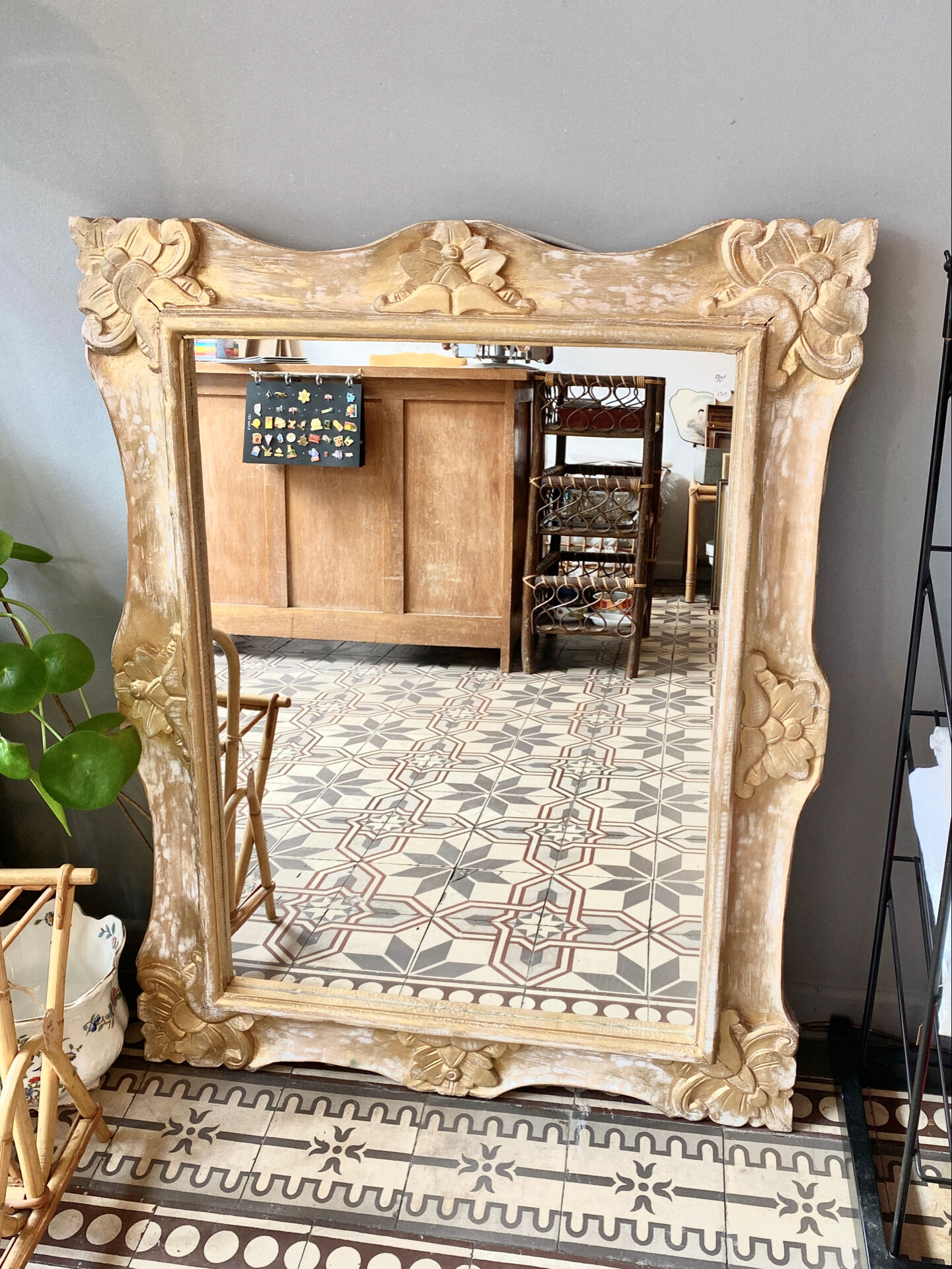 Large gilded wooden mirror
