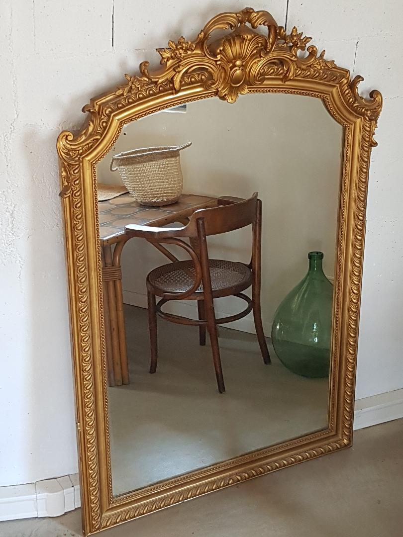 Former mirror gilded with pediment - 153 x 101 - Style Napoleon III