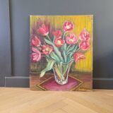 Tableau huile sur toile bouquet signé A Parisis