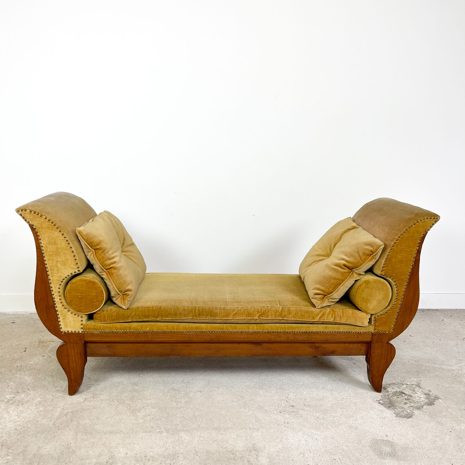 Antique french empire daybed with original velvet upholstery