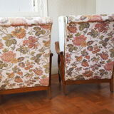 Four 1950s armchairs - wooden armrests