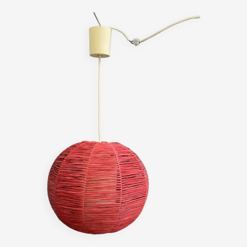 Red Raffia pendant lamp 1970s