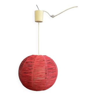 Red Raffia pendant lamp 1970s