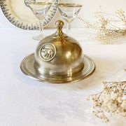 Silver-plated butter dish with elephant motif