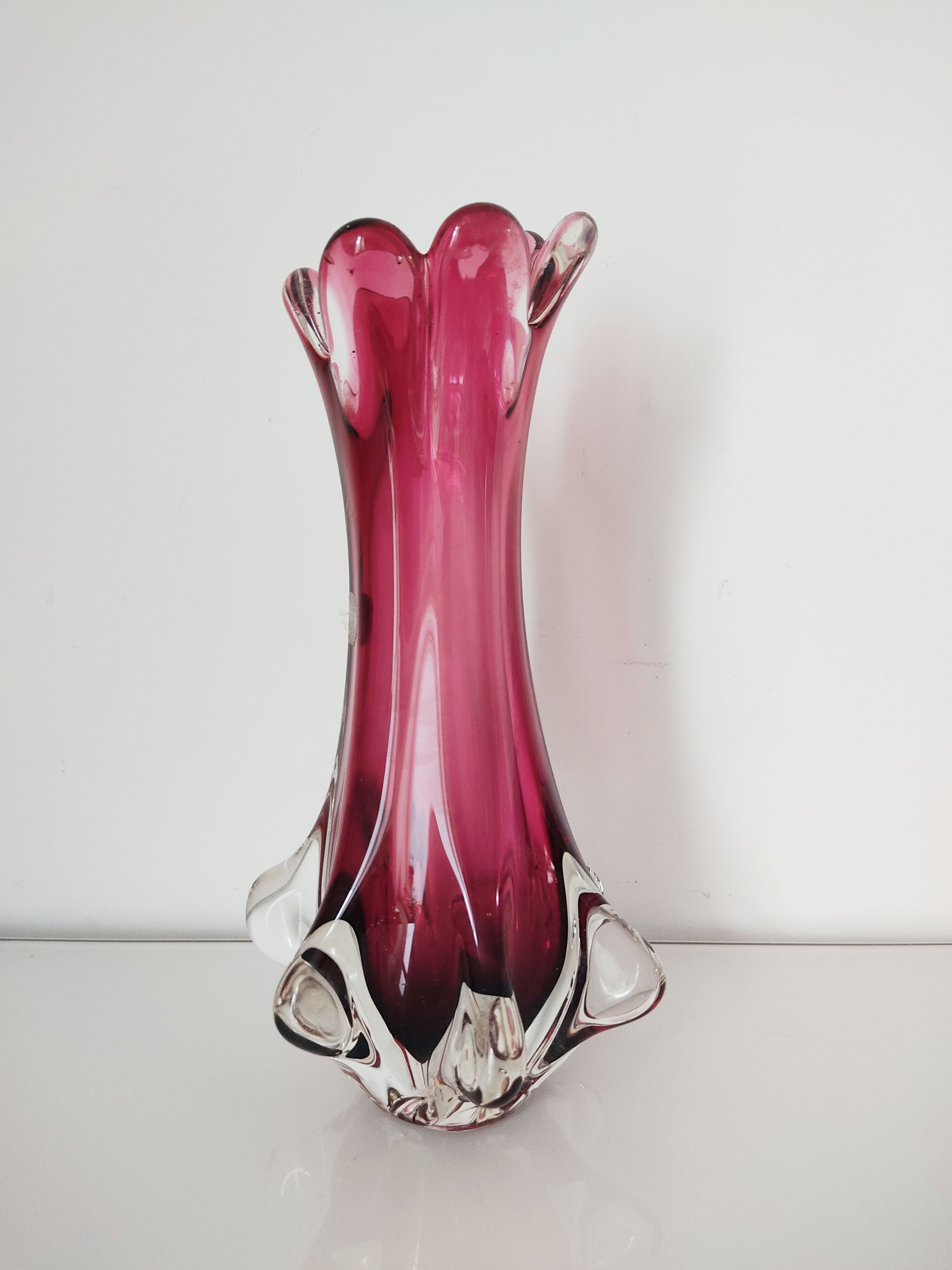Vase Murano splash pink glass