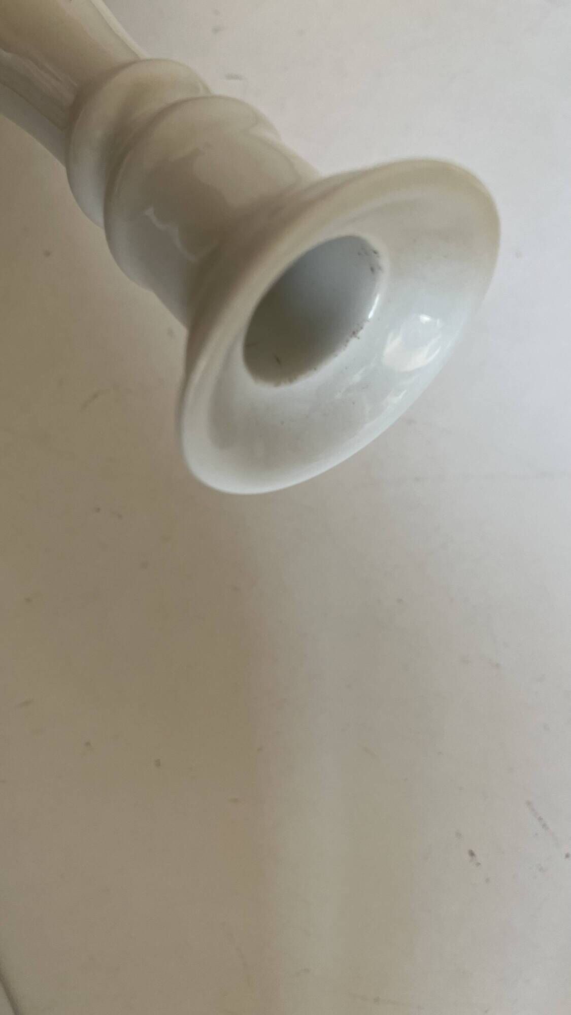 Neoclassical baluster candlestick in white porcelain 1960