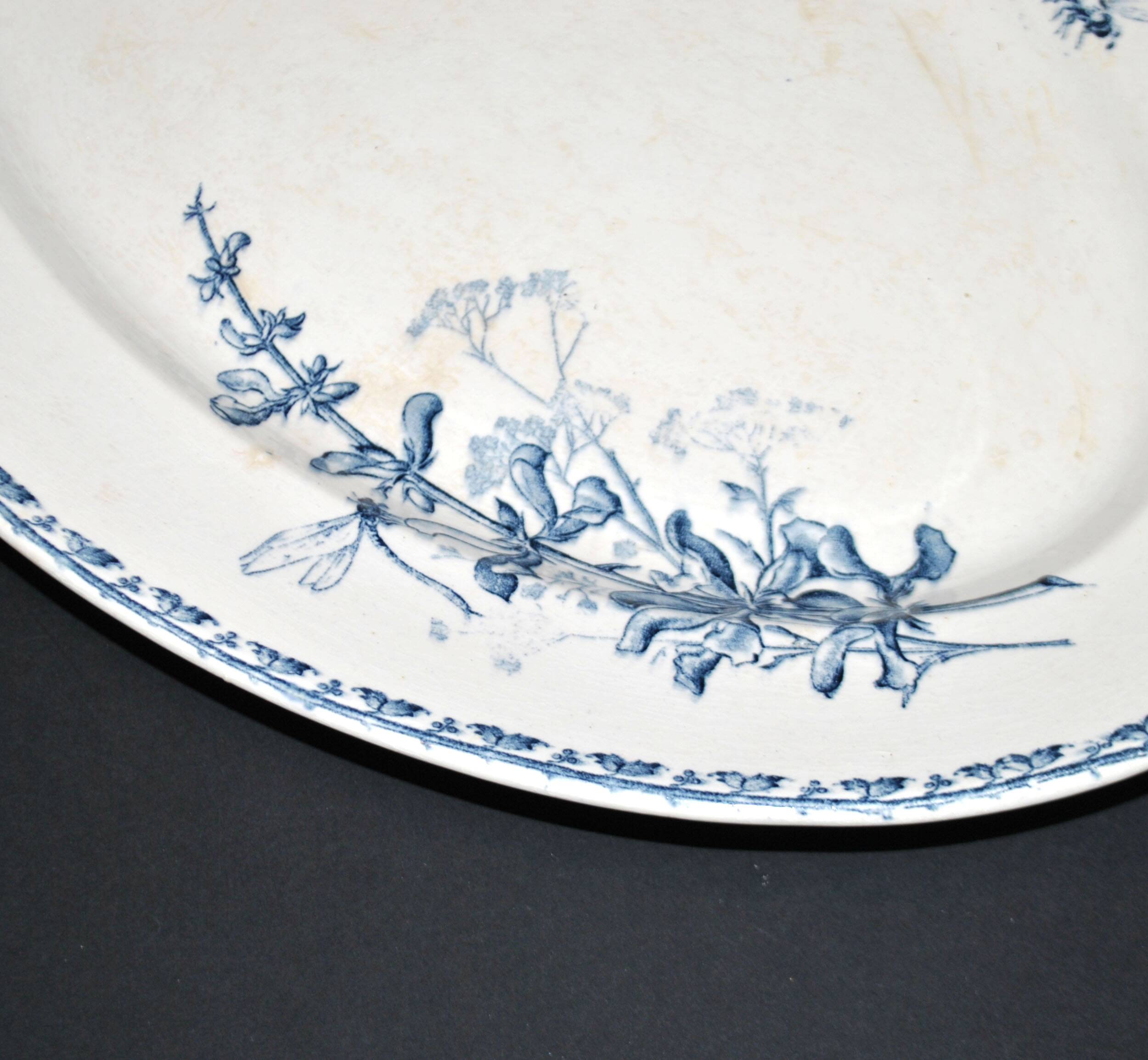 Carmen oval earthenware dish U&C Sarreguemines butterfly 35.5cm