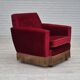 Chaise longue danoise des années 1970, état d'origine, tissu velours rouge cerise.