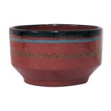 Brown bowl with a green and blue design