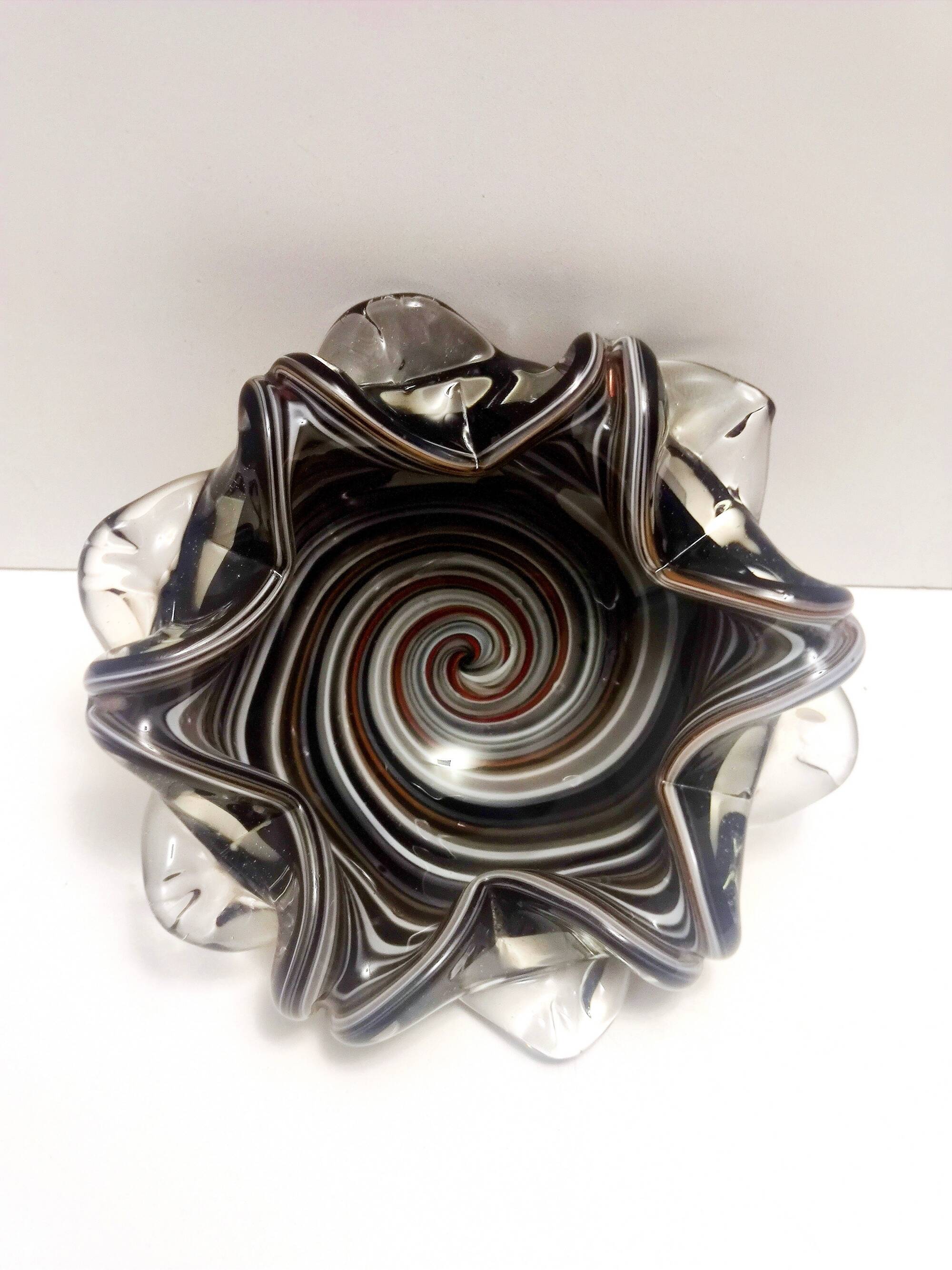 Black Murano Glass Ashtray - Trinket Bowl by Fratelli Toso