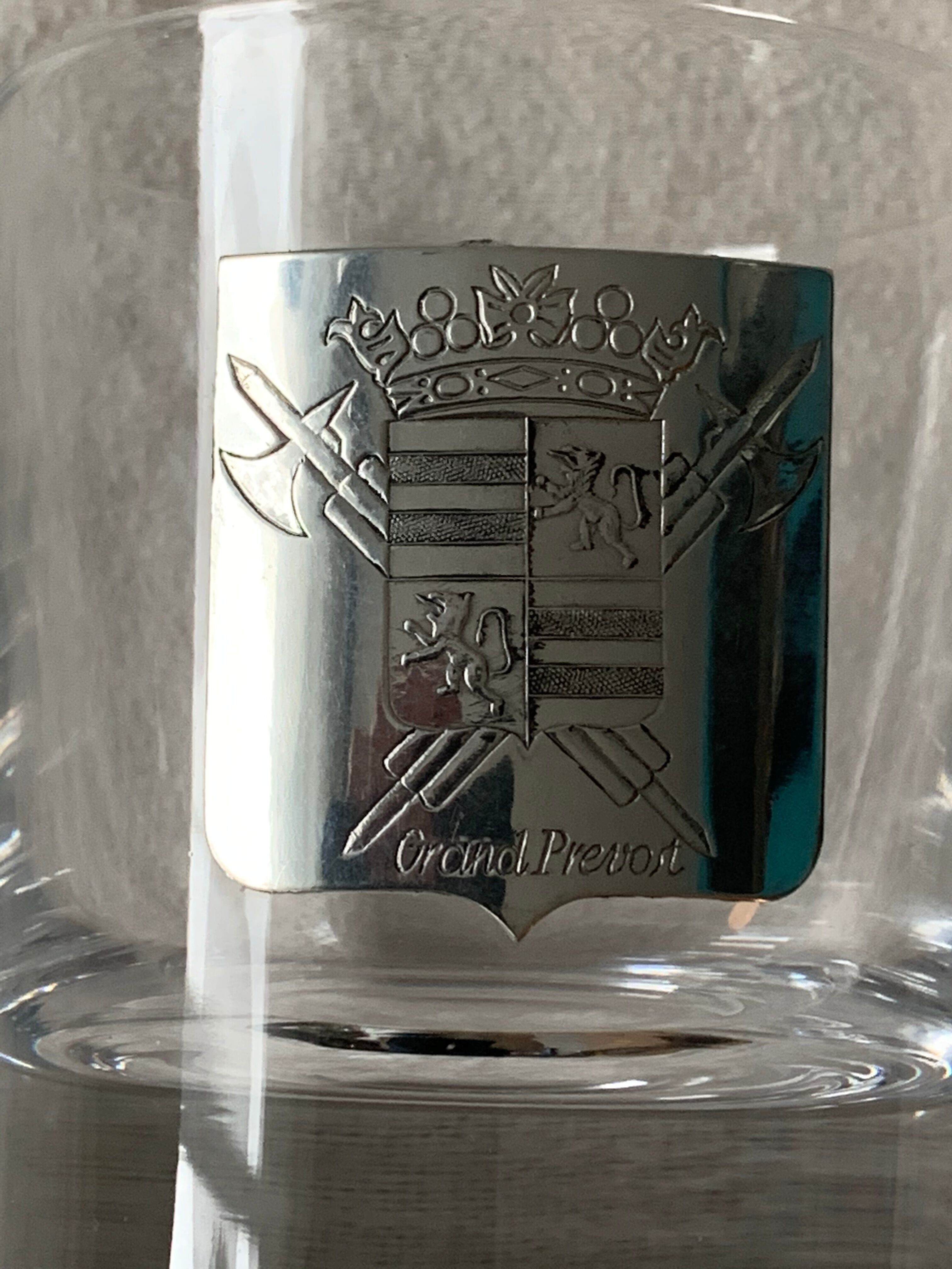 6 crystal whiskey glasses from Sèvres Prévost, Captain, Marshal, Boutelier, Fauconnier and Veneur