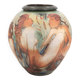 Decorated vase with woman, bathing scene.
