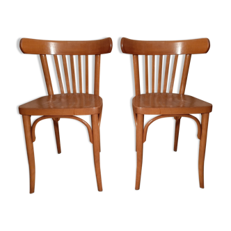 Paire de chaises bistrot tchécoslovaquie 5 barreaux