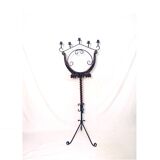 Floor candelabra in wrought iron and turned wood