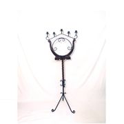 Floor candelabra in wrought iron and turned wood