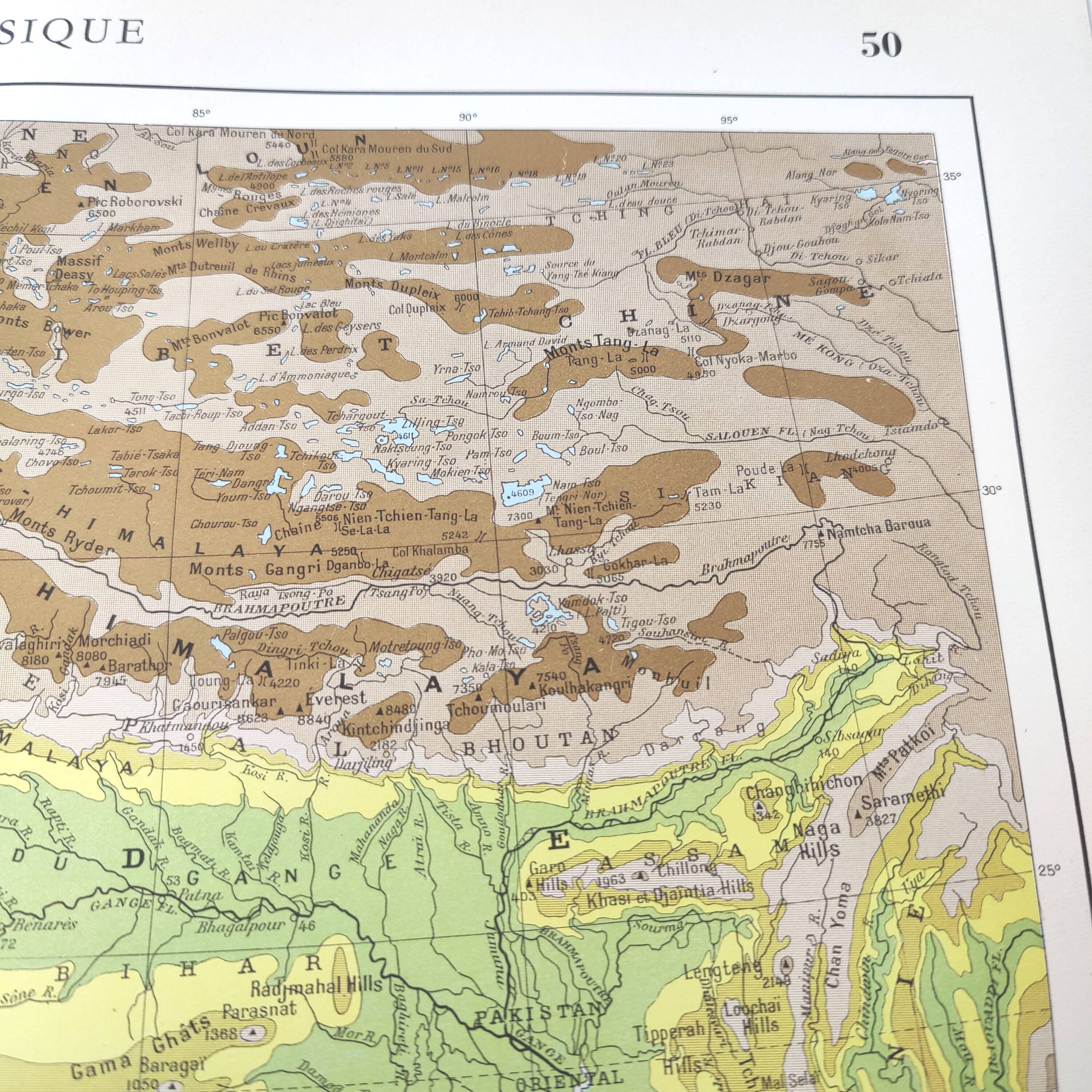 Vintage India map 43x43cm from 1950