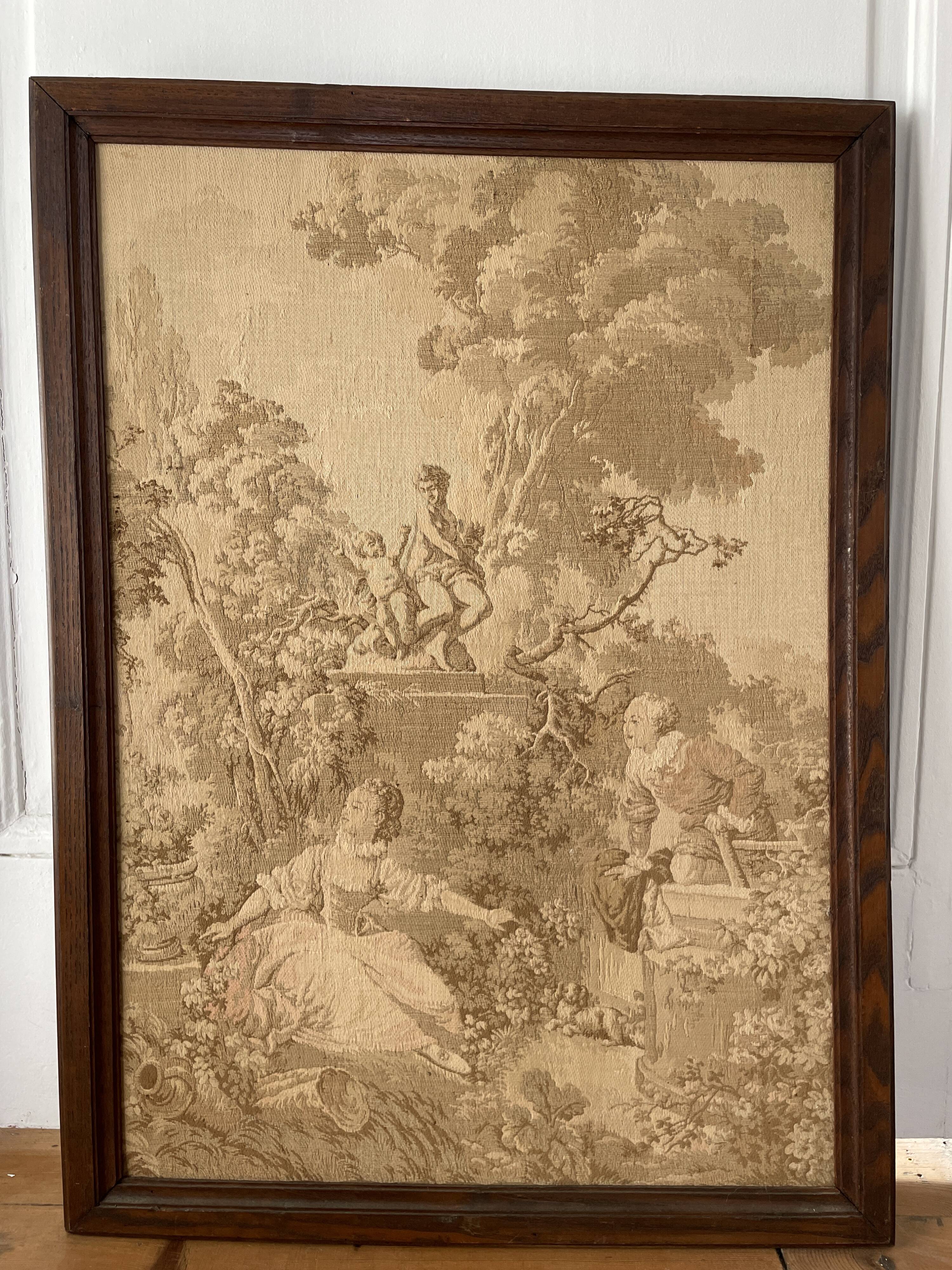 Framed antique tapestry, Fragonard, Grands Magasins du Louvre