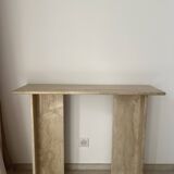 Polished travertine console vintage style design raw travertine console