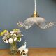 Vintage lampshade pendant lamp in white and gold granite glass