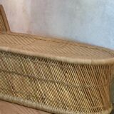 Honeycombed chaise longue bamboo and vintage rattan