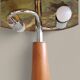 Modernist sculptural lamp wood/chrome/hammered brass - 1970s era