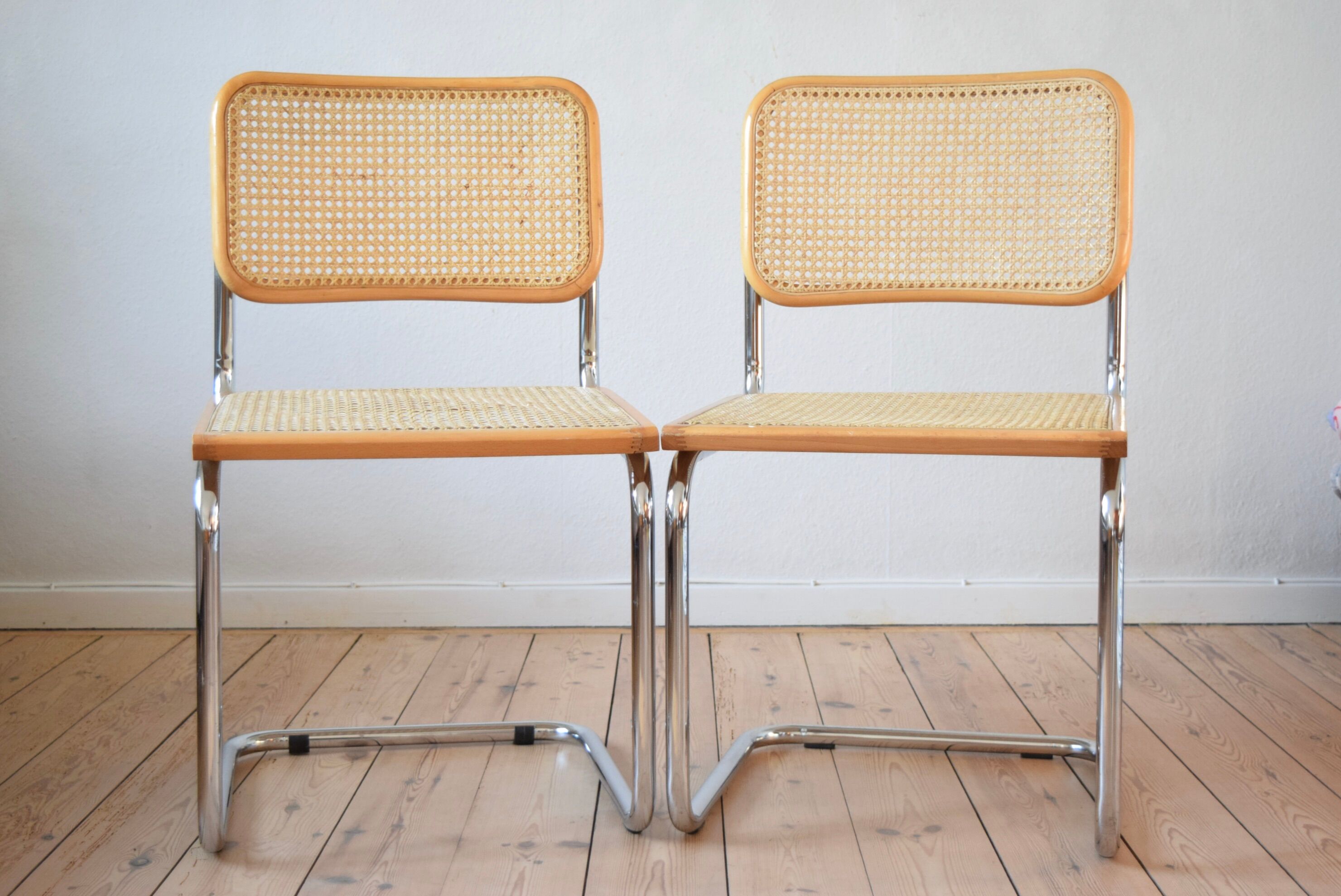 Beech & Cane 'Cesca' chairs by Marcel Breuer