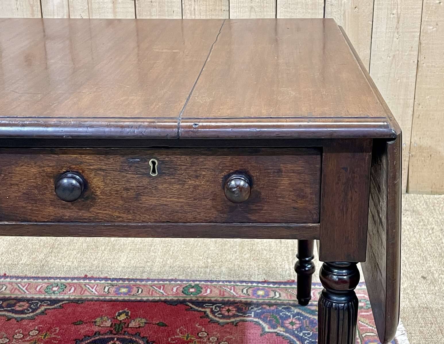 Table bureau anglaise en acajou XIXème avec 2 tiroirs