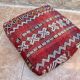 Vintage handmade Berber Kilim pouf, Moroccan floor cushion.