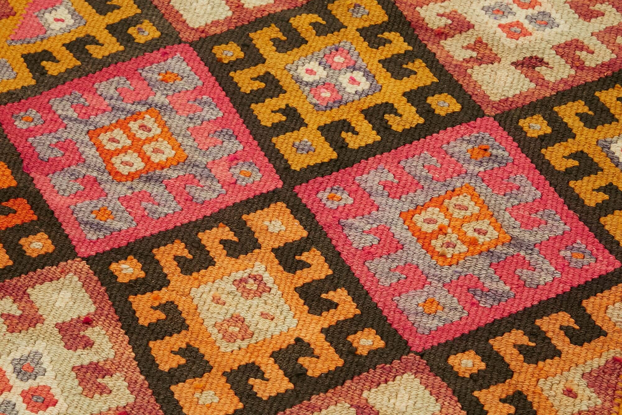 Turkish Handwoven Vintage Herki Kilim 100 cm x 380 cm