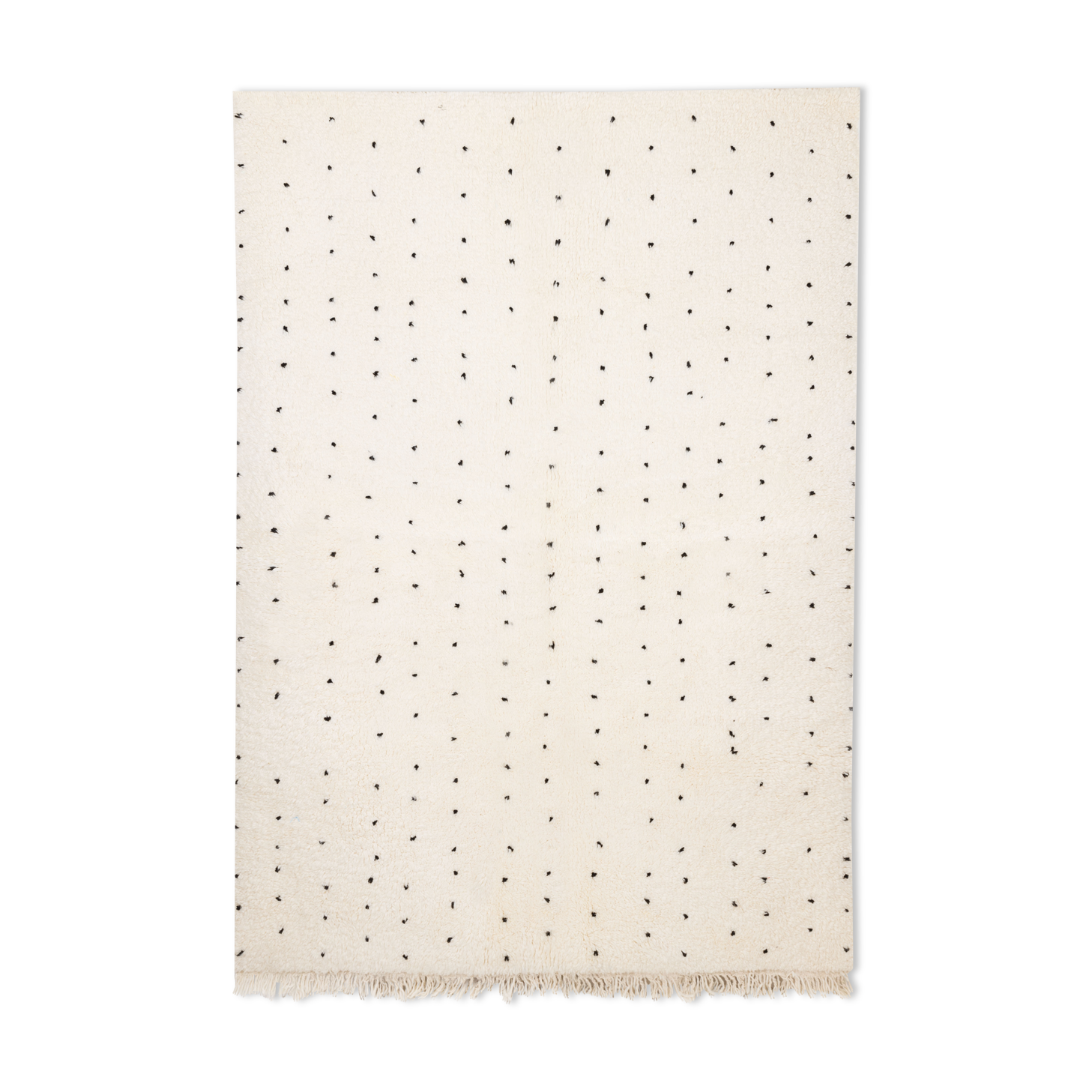 Carpet berbere beni ourain ecru with black dots 220 x 175 cm