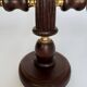 Vintage brutalist wooden candelabrum with gold hardware.