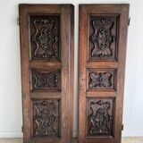 Pair of carved solid oak doors (old cabinet doors)