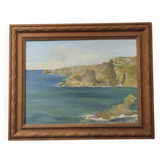 Oil painting on marine canvas signed